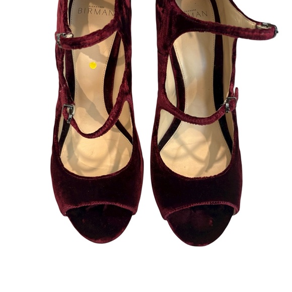 Alexandre Birman Kyle Velvet Mary Jane Block Heels Pumps Burgundy, EU 38.5/8.5 - Picture 4 of 15